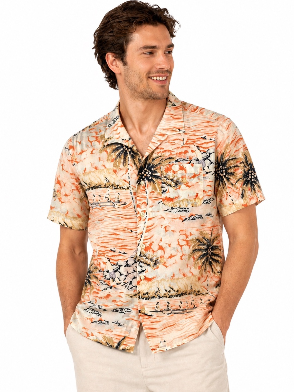 Patagonia Organic Cotton Hawaiian Shirt Men’s M Tropical Beach Aloha Camp Shirt